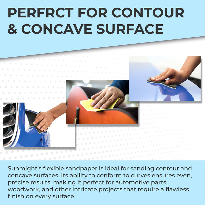 Sunmight 600G Grip 25 Flexible Sanding Sheets - Premium Aluminum Oxide - Flexible Sandpaper Film Backing - Ceramic Alumina Grit - Sandpaper for Wood, Metal, Plastic & Automotive Blue