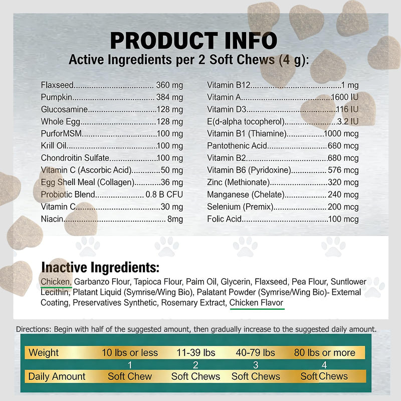 Advanced 24-in-1 Multivitamin Chews for Dogs - 200 Soft Chewable All-in-One Vitamin Support Supplement for Dog Skin Coat Itch Relief, Joints, Gut Health, 12 Essential Vitamins Treats with Omega-3 Golden