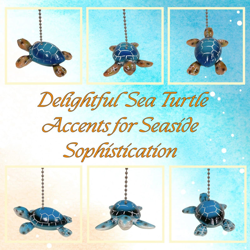 BestGiftEver Ceiling Fan and Light Fixtures Pull Chain Extender with Decorative Sea Turtle Duo Accents - Nautical Pull Chain Ornament for Coastal Decor and Marine Life Enthusiasts (Set of 2)
