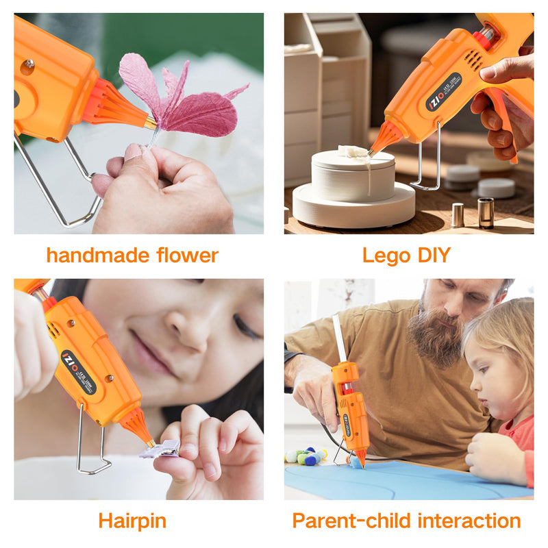 IZIO hot glue gun and sticks set with 21 glue sticks(7/16"), storage pouch, copper nozzle,Equipped with anti scalding mouth, safe switch, ergonomic grip, lightweight for diy projects, home repairs. Pink