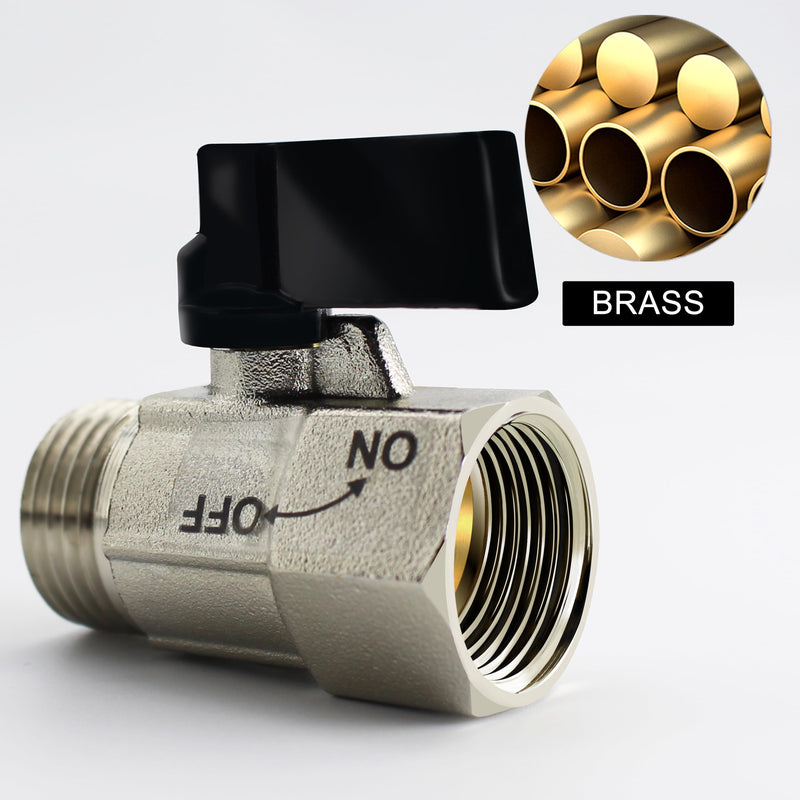 YOO.MEE Shut-Off Brass Ball Valve 1/2'' Standard Connections with Polished Chrome Finish