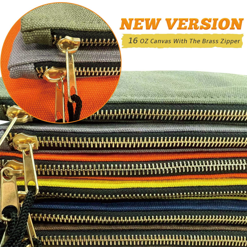 7 Pack Canvas Tool Bag Zipper Pouch - Heavy Duty 16 oz. Canvas Tools Utility Pouches, Multipurpose Storage Organizer Tote Bags with Dependable Metal Zippers, 12.5 x 7-Inch 7 Pack