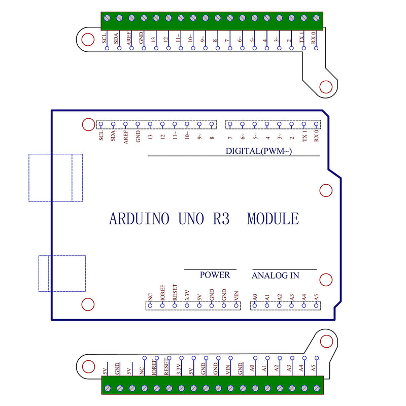 Ultra-Small GPIO Terminal Block Breakout Board Module for Arduino UNO R3