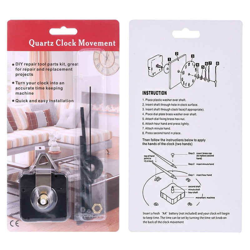 Hicarer 28 mm Long Shaft Quartz Clock Movement Clock Parts Repair Kit (Black) Black