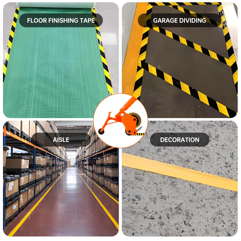 Floor Tape Applicator, Manual Pushing Tape Marking Tool, Plastic Hand Push Tape Roller, Tape Bonding Marking Machine for Driveway Aisle Marking Decoration As shown