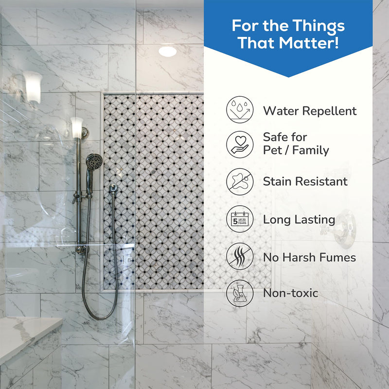 AQUA-X 16 Oz. Grout Sealer, Clear Grout and Tile Sealer, Natural Finish, Professional Grade, Indoor & Outdoor, Fast Dry and Long Lasting Protection 16 Ounce (Pack of 1)