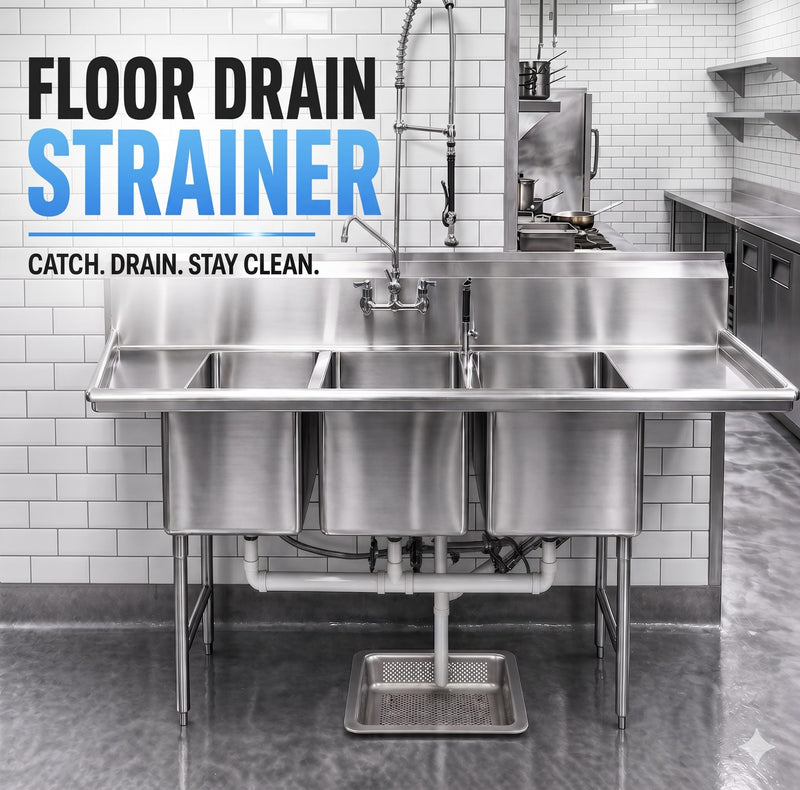 GSW FS-BS Stainless Steel Floor Sink Drain Strainer 10” x 10” x 2-1/2” 3"H SS