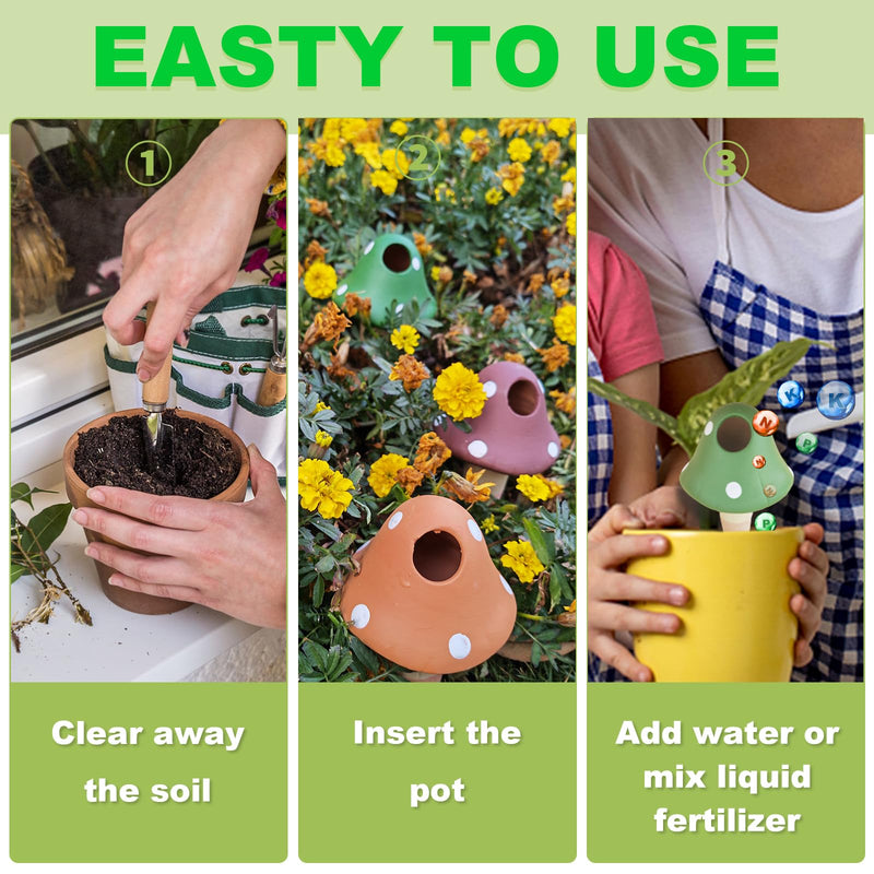 Terracotta Self Watering Devices Premium Self Watering Spikes Upgraded Planter Insert Device Irrigation Dripper Professional Garden Automatic Plant Accessories 4 Packs (Colorful Mushroom2.0) Colorful Mushroom2.0