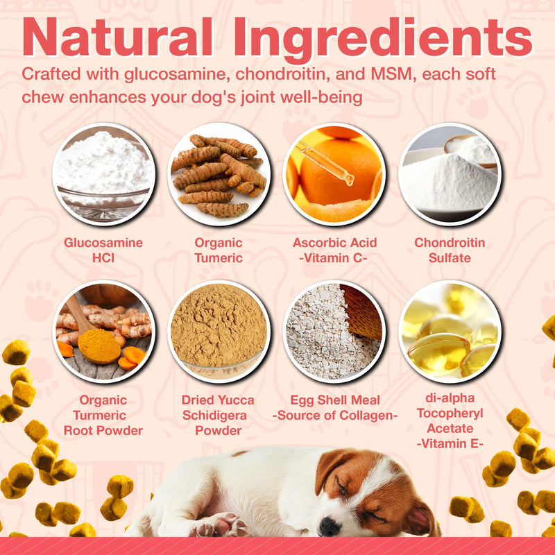 Arthritis Dog Joint Chews| Glucosamine, Chondroitin, Omega-3| MSM Support for Healthy Joints| 120ct Veterinarian Formulated Soft Chews| Up to 4-Month Supply - PawsPlanet Australia