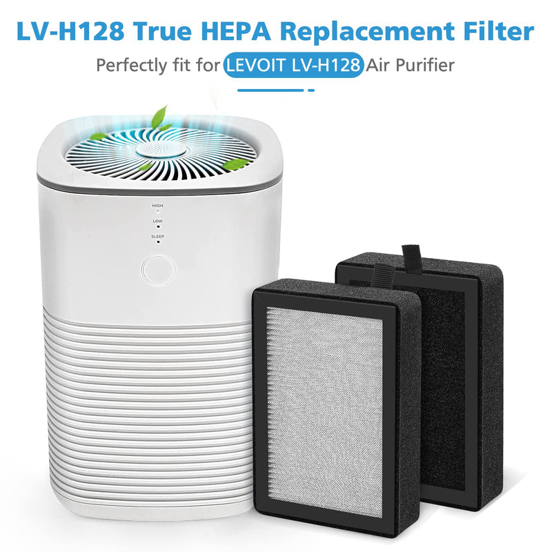 4 Pack LV-H128 Replacement Filter Compatible with LEVOIT LV-H128 / PUURVSAS (HM669A) / ROVACS (RV60) Air Purifier, 3-in-1 H13 Ture HEPA and Activated Carbon Filters, Replace Part #LV-H128-RF 128-4 Pack