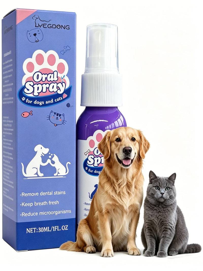 Pet Oral Care Spray for Dogs & Cats, 30ML No Brushing Dog Dental Spray, Oral Care Spray for Dogs Teeth Cleaning, Dog Breath Freshener to Reduce Plaque Tartar & Bad Breath, Oral Spray for Pet Oral Care 1