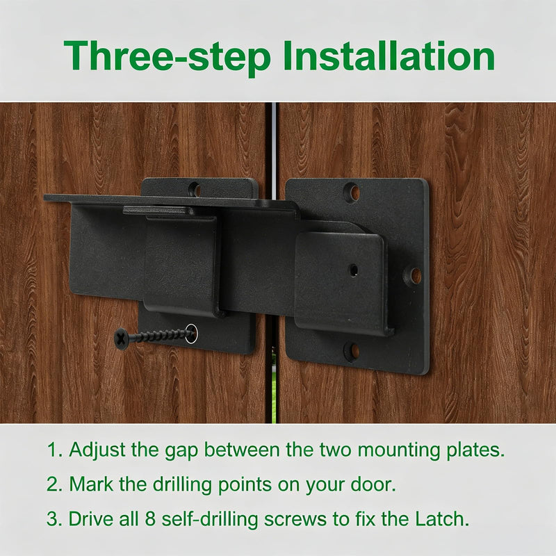 9" Flip Gate Latch Lock with Padlock Hole,3 pcs Matte Black 4 mm Aluminum Anti-Rust Alloy Door Latch for Outdoor Wooden Fence, Open Door,Wooden Fence, Barn Door with Screws (Black, 9” - 3pcs)