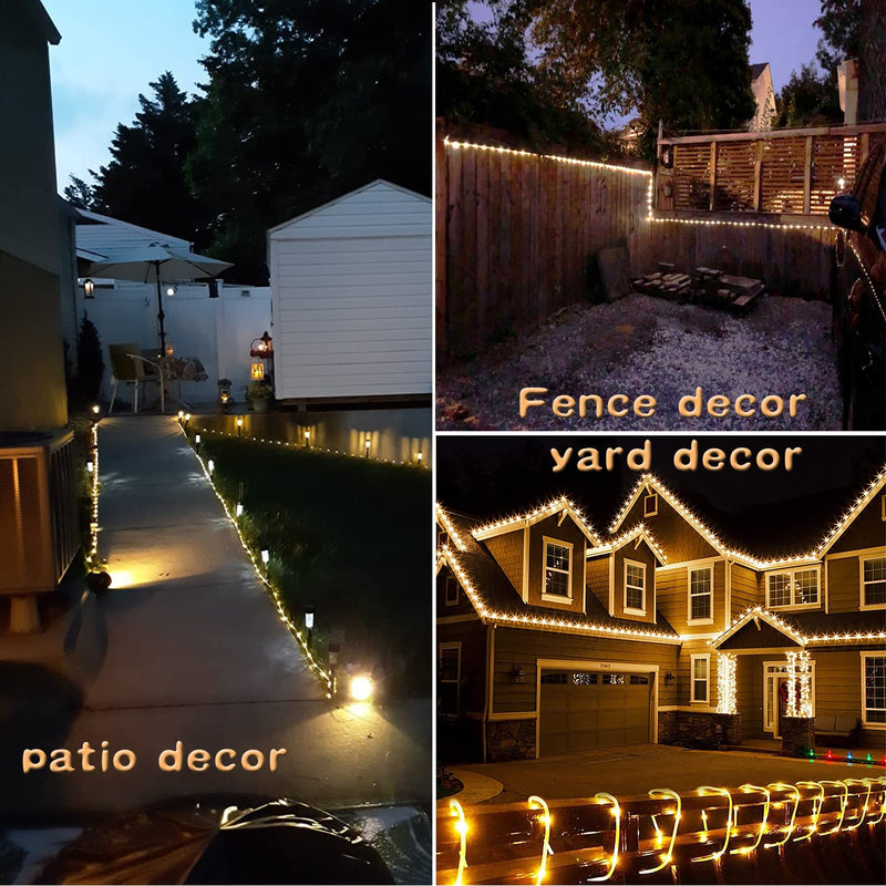 Solar Rope Light Waterproof IP65 39FT 100LEDs Outdoor LED ‎Solar Outdoor Lights for Party Garden Yard Home Wedding Christmas Halloween Holiday Tree Decoration Lighting Warm White 100 LED