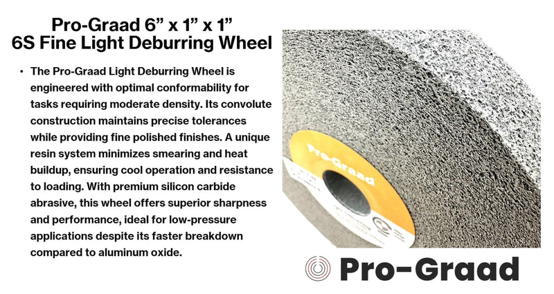Light Deburring Wheel - 6" x 1" x 1" 6S Fine Grit - Silicon Carbide – Light Deburring, Finishing and Polishing Wheel – 01660 - Convolute - (1 Pack)
