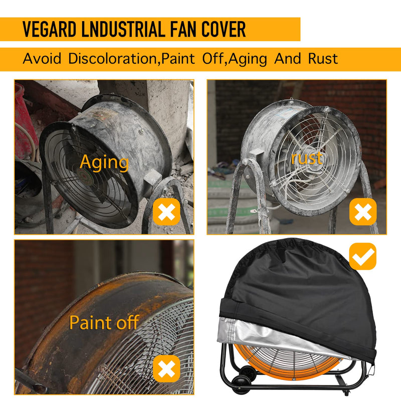 VEGARD 24 Inch Industrial Fan Cover, Waterproof Outdoor Fan Dust Cover for High Velocity Drum and Floor Fans, 31 x 31 x 8.6 Inch, Oxford Fabric with Drawstring 1 24"