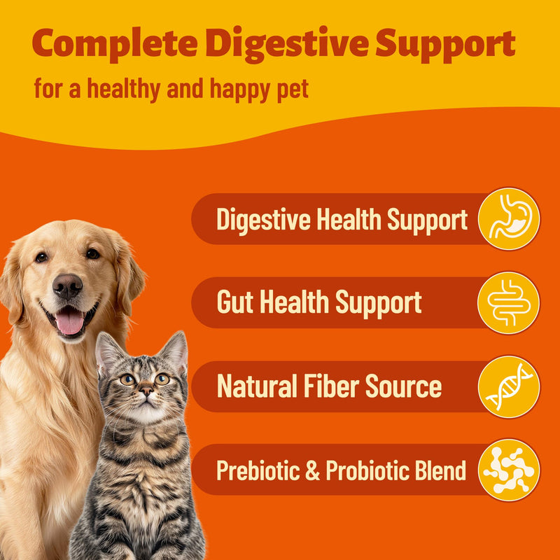 Pumpkin Powder for Dogs & Cats, Digestive Supplement with Probiotics, Prebiotics & Pumpkin Seeds, High Fiber Gut Health & Stool Support, Chicken Flavor Food Topper, 3.88 oz