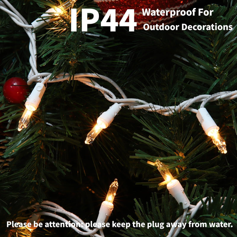 Christmas Lights 100 Count Clear Mini Lights White Wire UL Certified Connectable Warm White String Lights for Christmas Tree,Garland,Home,Patio, Wedding,Party,Festival Decor 100 Count 21Ft