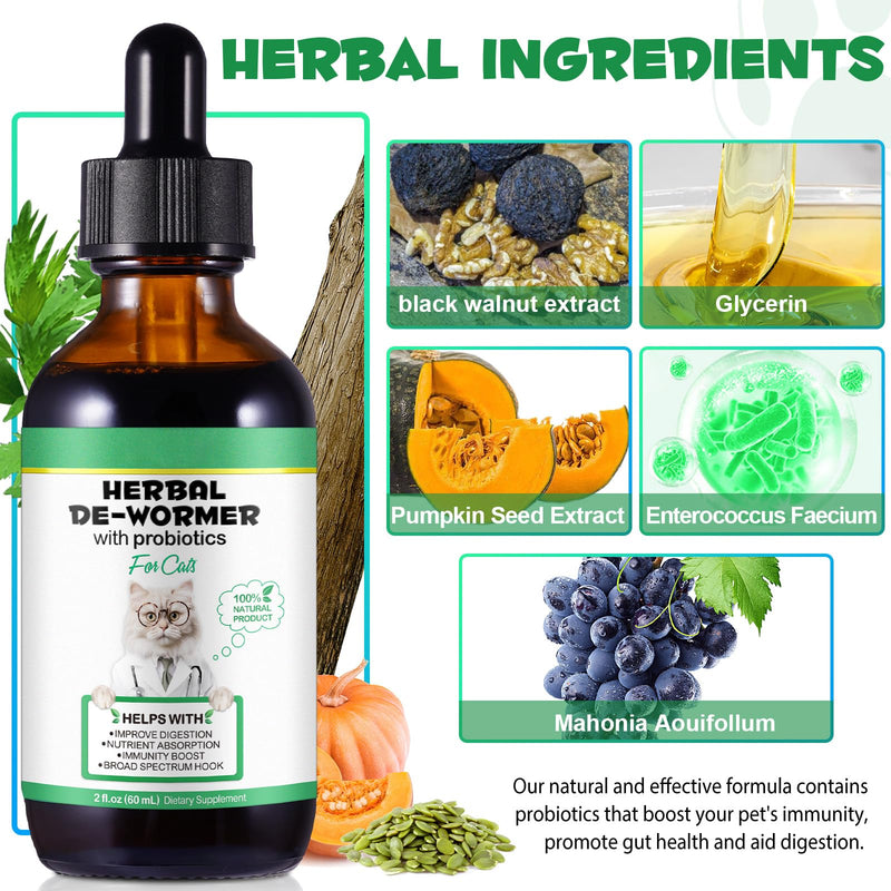 Specifically Formulated for Cats, Natural Broad Spectrum Treatment for Digestion Care and Support, Herbal Cleanse for Cats with Probiotics, Boost Immunity, Promote Cats Gut Health