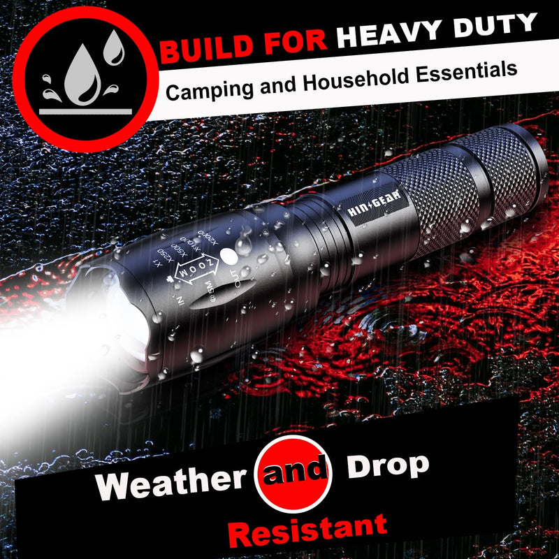 1 Mode Flashlights 6 Pack, Bright Zoomable LED Tactical Flashlight High Lumens, Water Resistant Portable Pocket Flash Light for Emergency, Camping Essentials, Gift - SL2000 Black