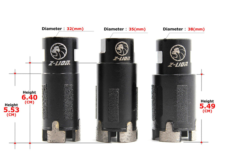 Z-Lion 1-1/2 Inch Dry/Wet Diamond Core Drill Bits/Hole Saws for Granite Concrete 1-1/2"