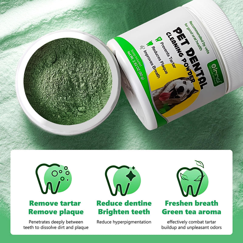 Dog Teeth Cleaning Powder, Dog Dental Powder for Teeth with Probiotics, Dental Powder for Dogs Teeth Cleaning, Fresh Breath, Plaque, Tartar 80g - PawsPlanet Australia