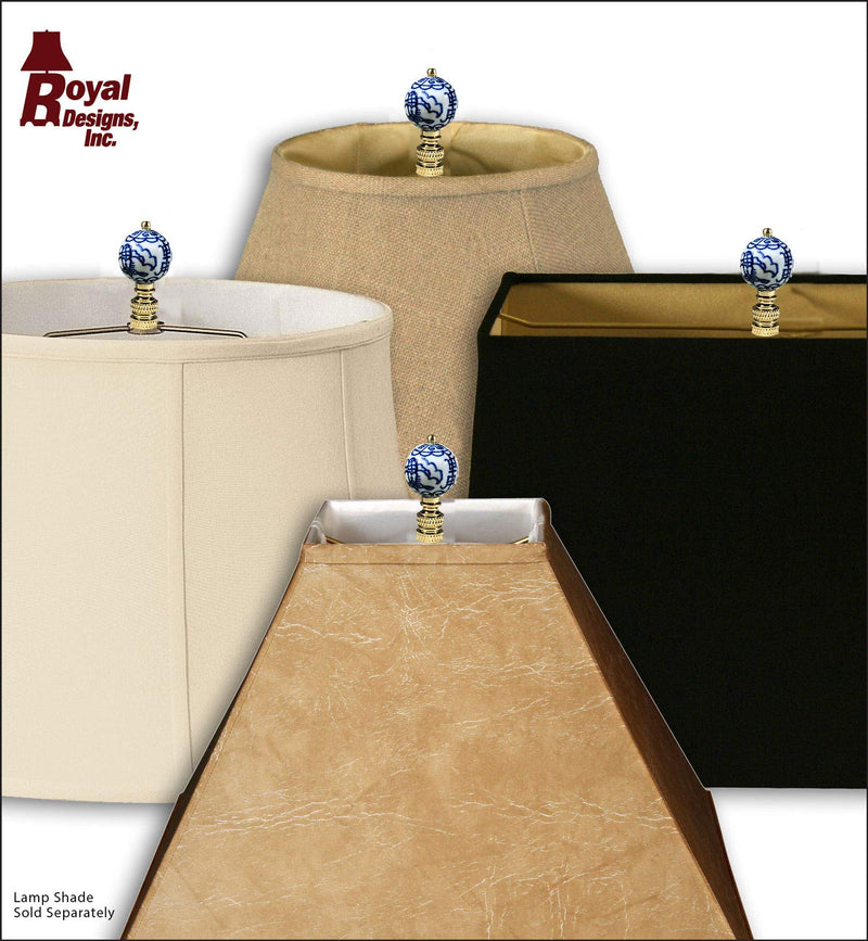Royal Designs, Inc. Decorative Chinoiserie Blue and White Lamp Finials (Asian Motif - 2 Pk) Asian Motif - 2 Pk