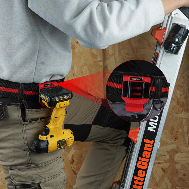 MELOTOUGH Drill Belt Clip,Drill Holder for Tool Belt,Drill Holster,Measuring Tape Holder,Drill Belt Holder for Cordless Drill,Impact Driver,Tape Measure Red