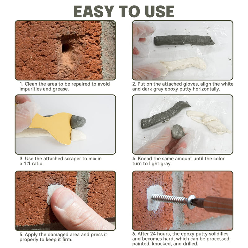 Epoxy Putty, 120g 2 Part Fast Repair Epoxy Glue, Metal, Plastic, Wood, Glass, Ceramic Crack Filler, Heat Resistant and Waterproof (Grey) grey