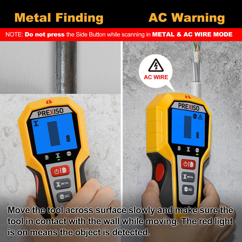 PREXISO Stud Finder Wall Scanner 5-in-1 Wall Stud Finders & Scanners, Stud Finder Tool with LED Indicator for Center Finding, Wood Ac Wire Metal Joist Pipe Stud Detector