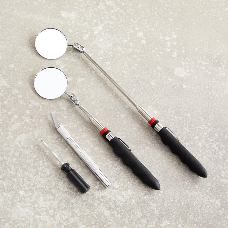 Juvale 2 Pack Telescope Inspection Mirror Tool, Round Mirror Tool with 24.5-Inch Extension for Mechanics, & Inspectors - Telescope Mirror with Handle - 2 Inch Telescoping Inspection Mirror