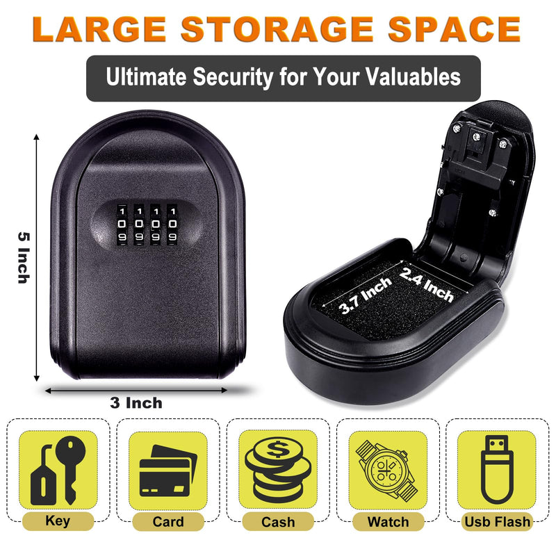 Magnetic Key Box for Under Car, Waterproof Outdoor Magnetic Key Holder with 5 Strong Magnets and Resettable Combination Lock for Vehicle or Home Use Black 1