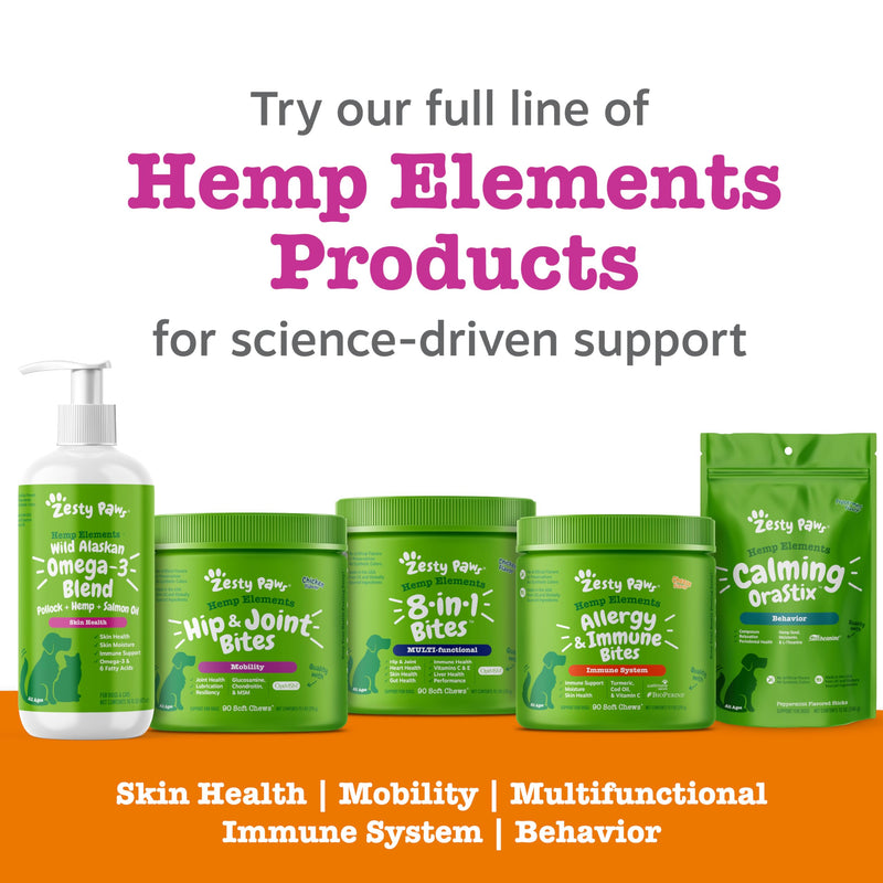 Zesty Paws 8-in-1 Bites for Dogs + Hemp Seed, 90 Count (Packaging May Vary) Chicken - Hemp 90 Count (Pack of 1)