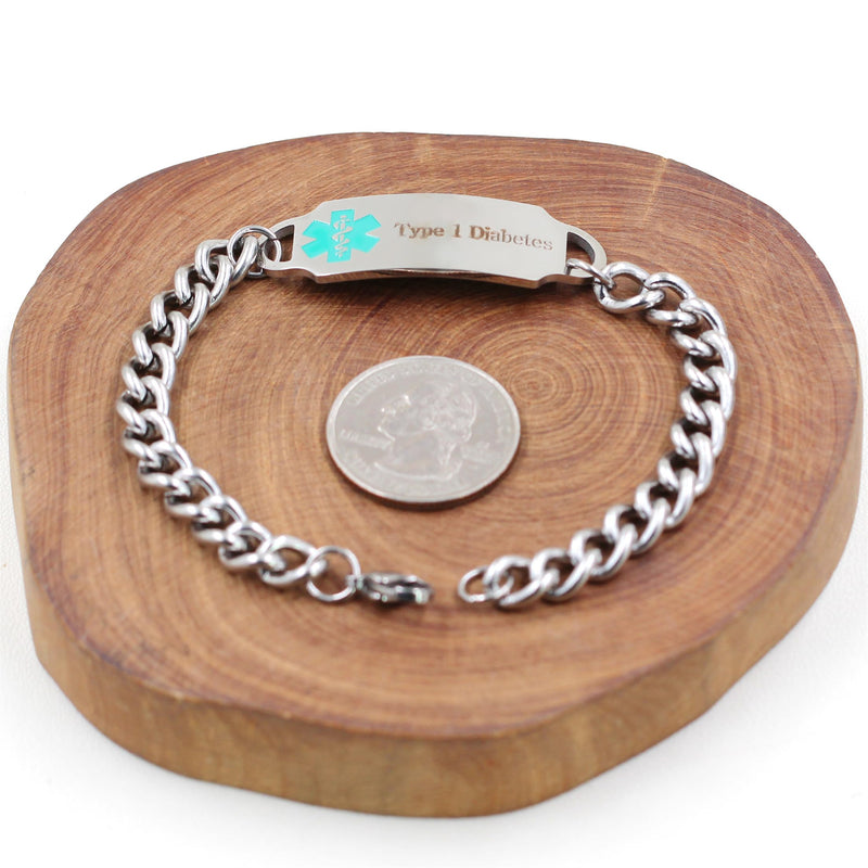 Free Custom Medical Bracelet, Men and Women Emergency First Aid Bracelet Custom Name ID Stainless Steel Chain Anniversary Birthday Medical Alarm Bracelet type1