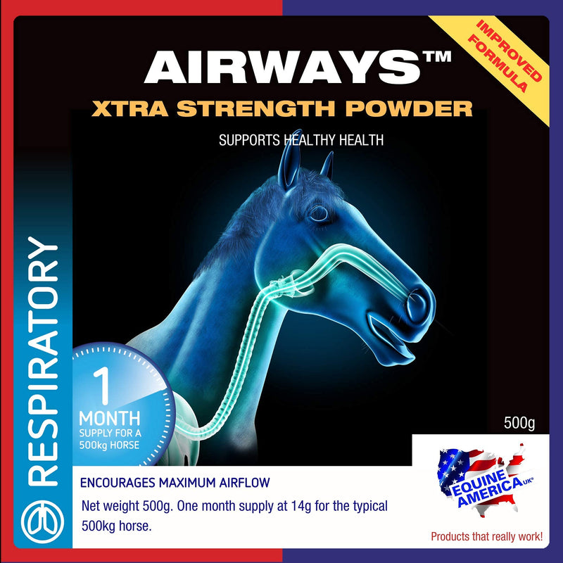 Equine America Airways Xtra Strength | Premium Ready To Use Horse & Pony Supplement | For Respiratory Support | 500g - PawsPlanet Australia