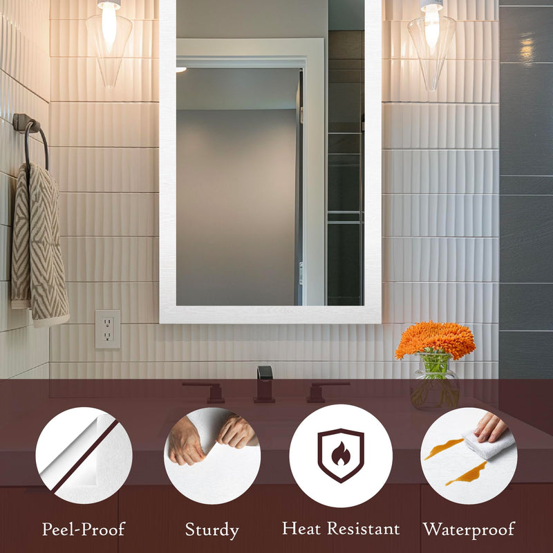 White Wood Grain Wallpaper Border (3.9" x 393.7", 10cm x 10m, Rough Wood Texture) Self Adhesive Removable Waterproof Peel and Stick Wall Edging Mirror Framing Wall Décor Made in Korea White 3.9" x 393.7"
