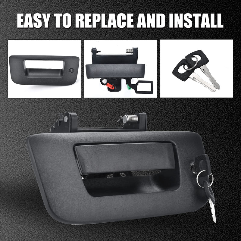 Nakuuly Tailgate Handle with Bezel Lock Kit Compatible with Chevry Silverado and GMC Sierra 1500 2500 3500 HD 2007 2008 2009 2010 2011 2012 2013 2014 Tail gate Handle Latch # 22755305