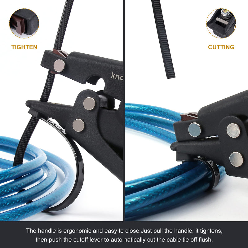 Cable Tie Tool,Knoweasy Zip Tie Tool and Tensioning and Cutting Tool for Plastic or Nylon Cable Tie Black