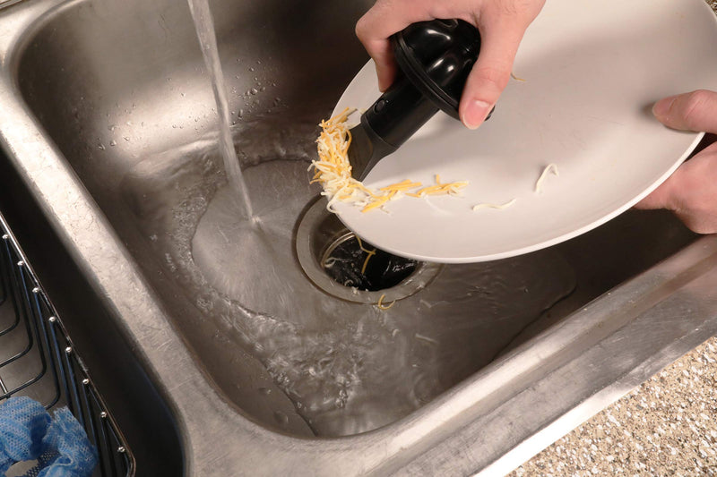 Danco 10768A | Disposal Genie II Garbage Disposal Strainer and Stopper, Kitchen Sink Drain Splash Guard with Food Scraper, Black, 1-Pack 1 Pack