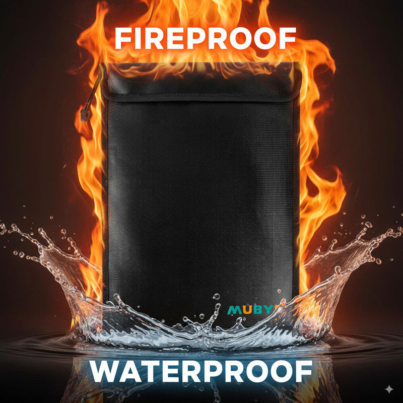 Upgraded Fireproof Waterproof Document Bag - 3 Pack Safe Money Bags With Zipper, Fire & Water Resistant Storage Organizer Pouch for Documents Holder,File,Cash,Passport,Tablet (Black) Black