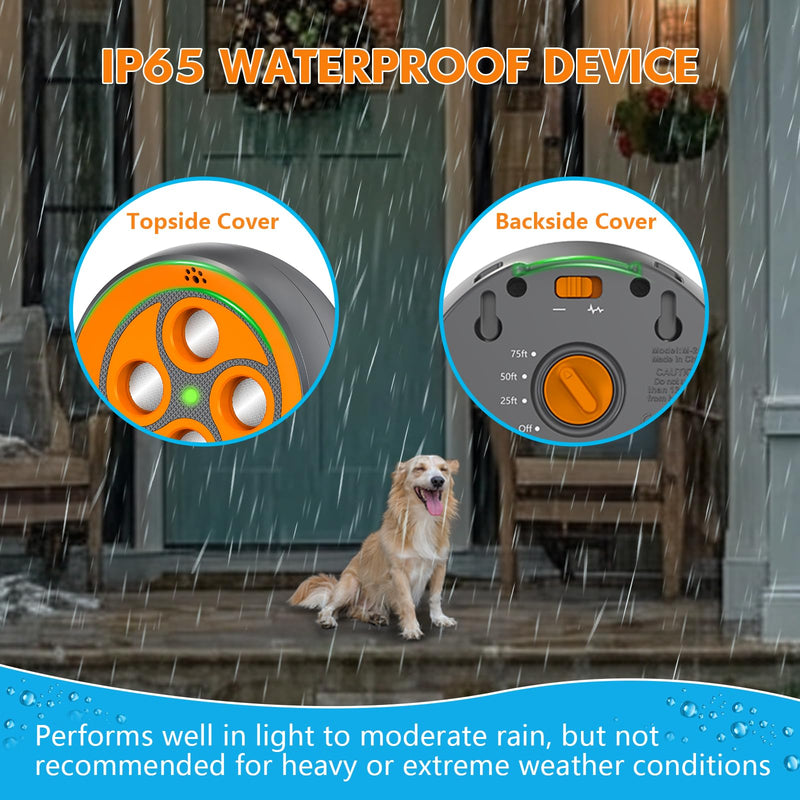 New Anti Barking Device for Dogs, Rechargeable Dog Barking Deterrent up to 75ft with Remote , Variable Ultra Frequency/6 Modes/IP65 Waterproof Dog Silencer Stop Neighbors‘ Dog from Barking (Orange) Orange Bark Deterrent Device