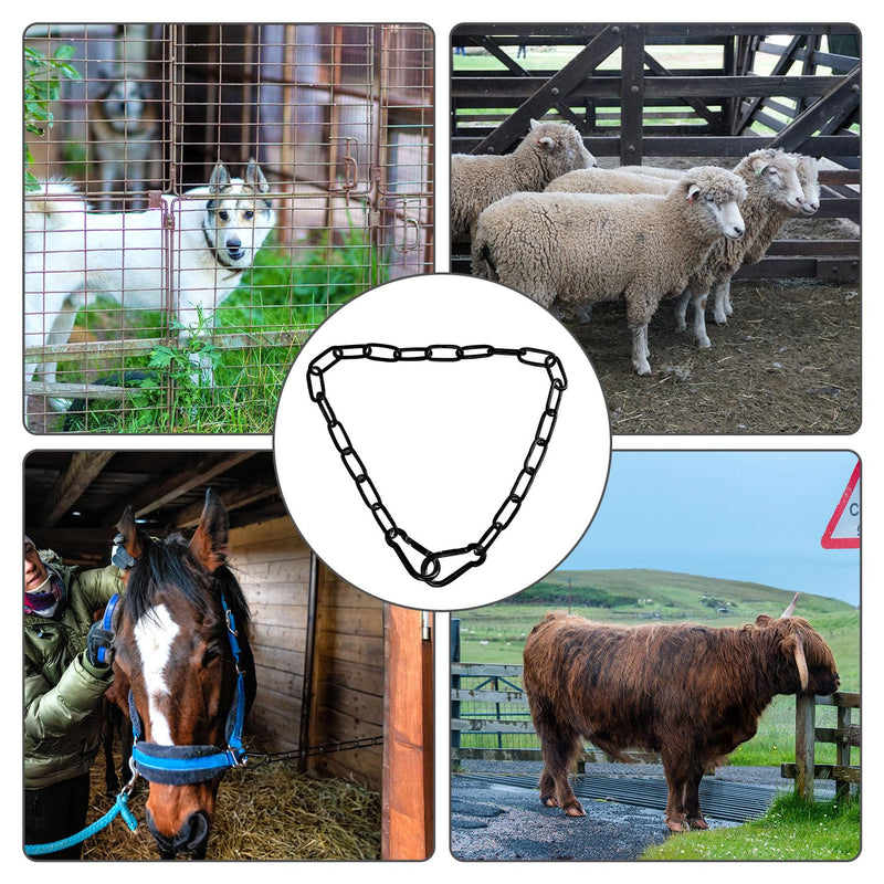 2pcs Gate Chain Lock, 20 Inch Stainless Steel Gate Link Chain Lock with Both-Ended Carabiners Chain Link Gate Latches for Outdoor Fences, Pet Cages, Horse Goat Cow Corral Supplies (Black) Black