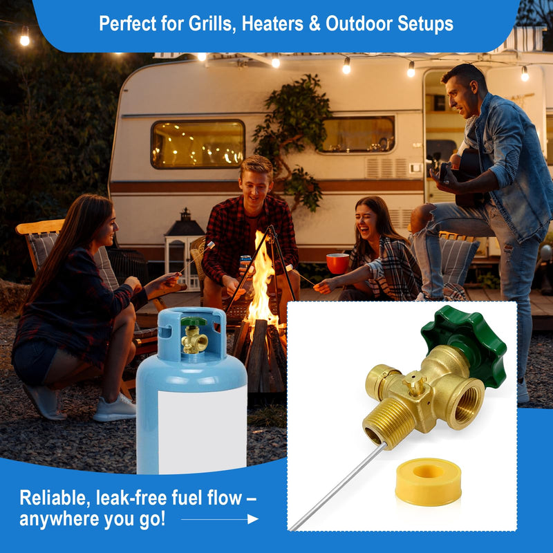 Propane Adapter,100LB Propane Vapor Tank Service Valve Coupler with Manual Bleeder Valve, POL Connection, Heavy Handle & 10.2" Dip Tube–Fits for Grills, Heaters, RVs, Fryers & Outdoor Propane Setups.