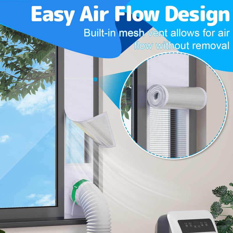 Air Jade Portable Air Conditioner Sliding Door Vent Kit, Insulated Sliding Door AC Vent Kit with Mesh Vent, Adjustable Door Seal Kit from 76" to 92", Fits 4", 5" and 5.9" Duct & Hose, with Leaf Guard Fit up to 92 inches
