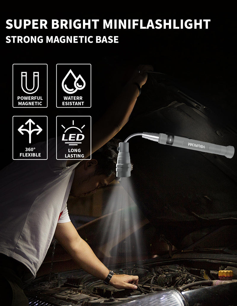 Stocking Stuffers for Adults LED Magnetic Pickup Tool Gifts for Him, Dad Gifts from Daughter Son Wife, Cool Gadgets for Men 2024, Christmas Birthday Gift for Men Dad Him Who Want Nothing 3 Batteries (Spare) Space Gray