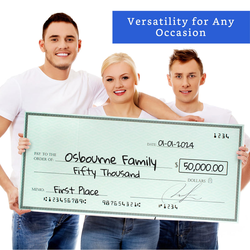 Giant Check (32 x 13.5 inches) - Large Fake Check Award - Big Checks for Presentations - Oversized Checks for Presentation Large (32 x 13.5 in)