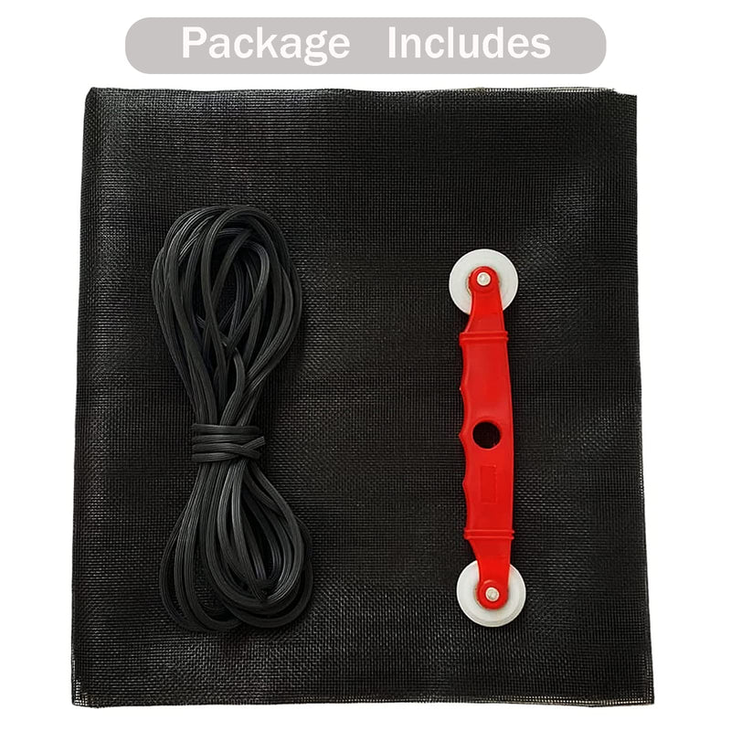 Window Screen Replacement Kit, 48'' x 99'' Fiberglass Screen Mesh with Rolling Tool and Screen Retainer Spline, DIY Adjustable Screen Door Mesh for Window, Door and Patio, Black 48'' x 99''