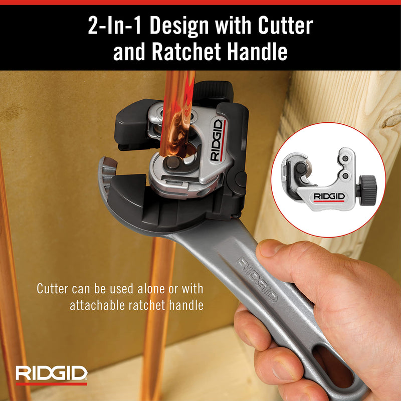 RIDGID 32573 Model 118 2-in-1 Close Quarters AUTOFEED 1/4" to 1-1/8" Metal Tubing Compact Cutter, Silver/Black 13 x 6.75 x 2 inches Pliers