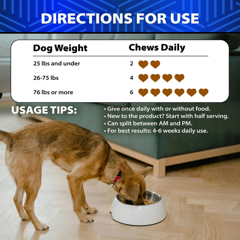 Probiotic Chews for Dogs - 6 Probiotic Strains, Prebiotic Fiber, 7 Digestive Enzymes - All Breeds - Duck Flavor Soft Dog Chewables