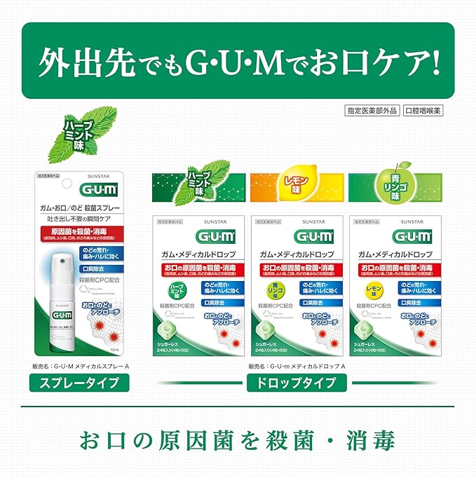 GUM (Gum) Gum Medical Drop CPC Formulated [Herb Mint Flavor, Sugarless] (Disinfects Your Mouth and Throat, Disinfects, Eliminates Bad Breath, Rough Throat, Sore Throat, - NewNest Australia
