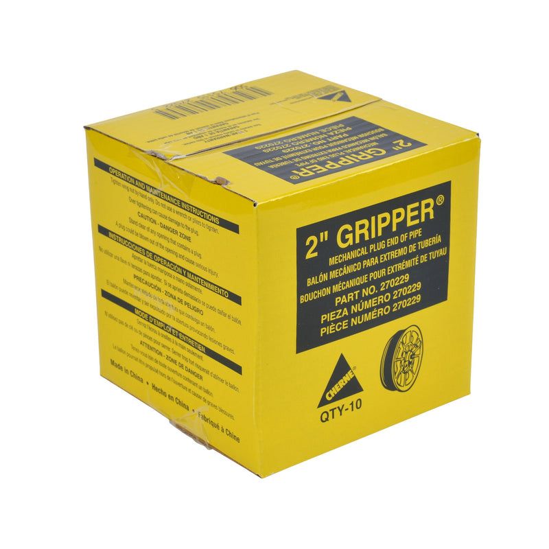 Cherne 270229 End-Of-Pipe Gripper Mechanical Test Plug, 2", Yellow 1 Count (Pack of 1)